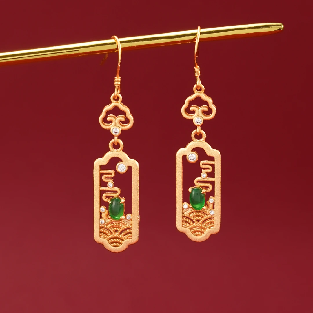 铜合金琉璃耳饰 芸窗中国风新中式耳环饰品高档气质2025年火爆款