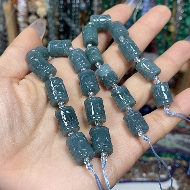 玛瑙/玉髓未镶嵌珠宝半成品天然蓝水翡翡卡9.5*12mm10颗