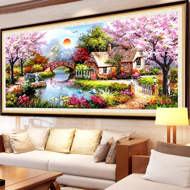 5d钻石画满钻欧式田园风景客厅贴钻十字绣2025新款梦幻家园钻石绣
