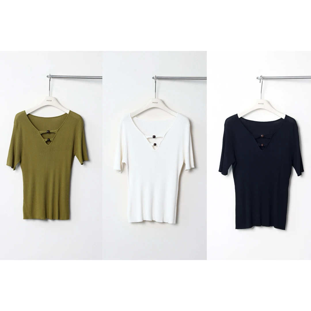 PRASE·杨杨【盛初】微胖轻奢设计夏国风时尚薄款串珠毛织衫PR506C55