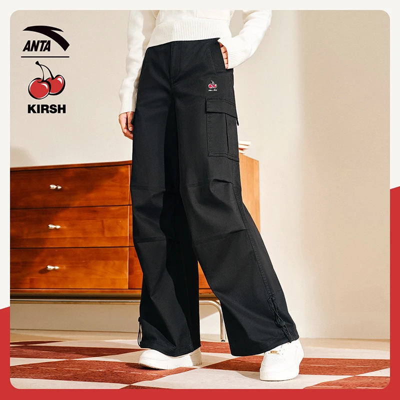 安踏×kirsh联名丨好事发生休闲长裤女士直筒工装裤162518505-LL