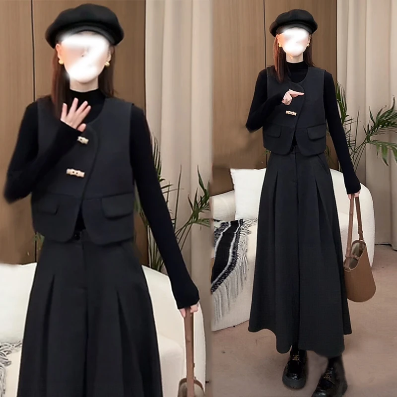 小香风马甲套装裤女2025春秋新款气质穿搭轻奢高级感裤裙两件套潮