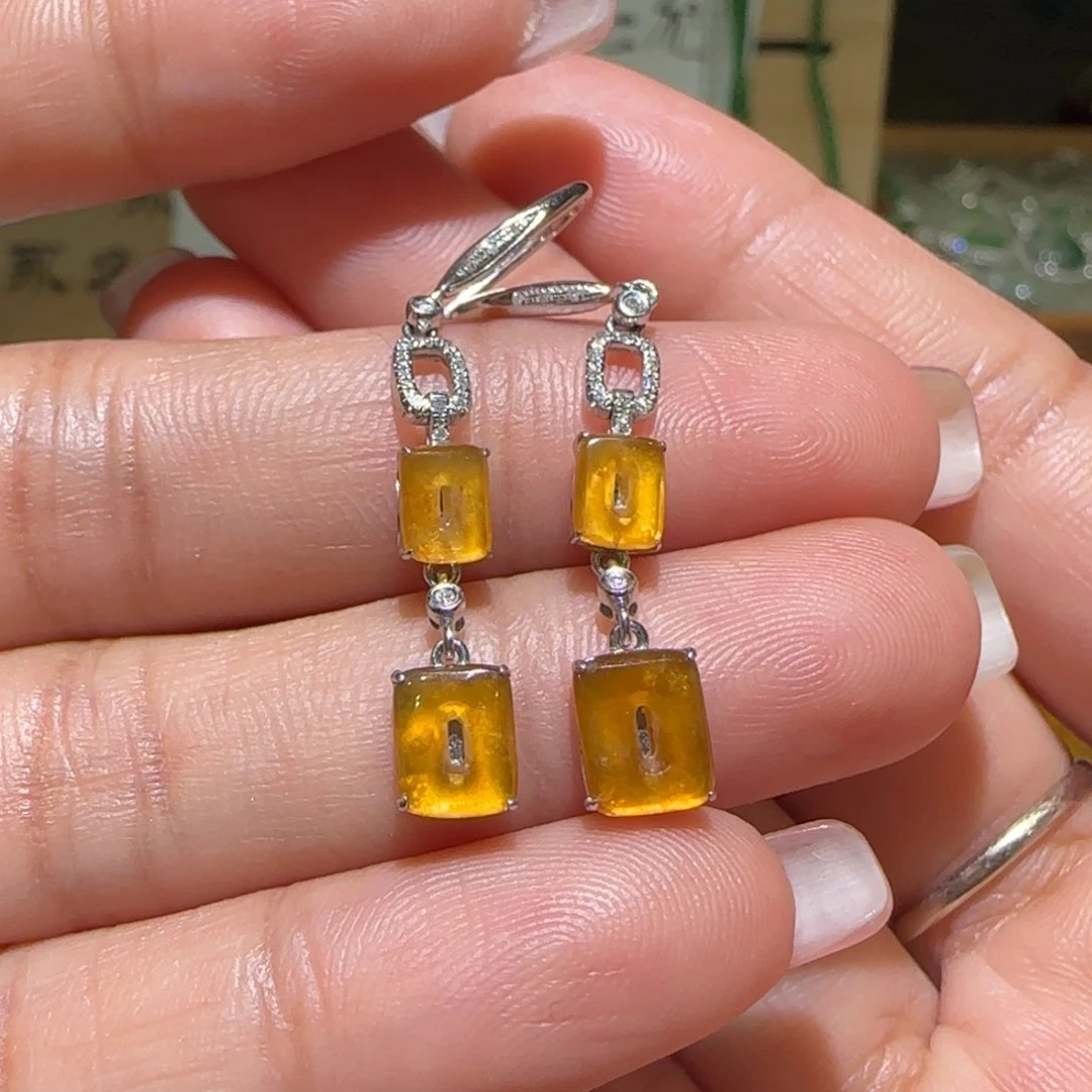 【闪购商品】翡翠耳饰18K金镶嵌缅甸