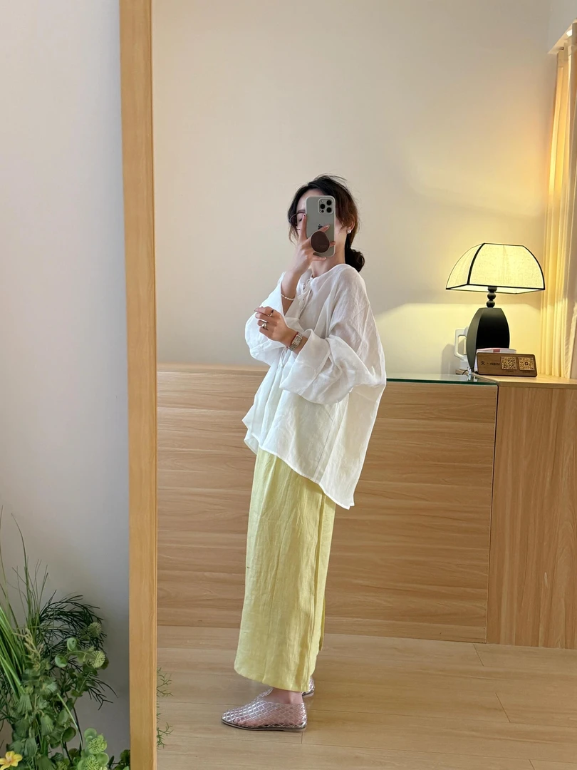 气质简约风时尚白色衬衫直筒半身裙套装2025夏季新款法式宽松套装