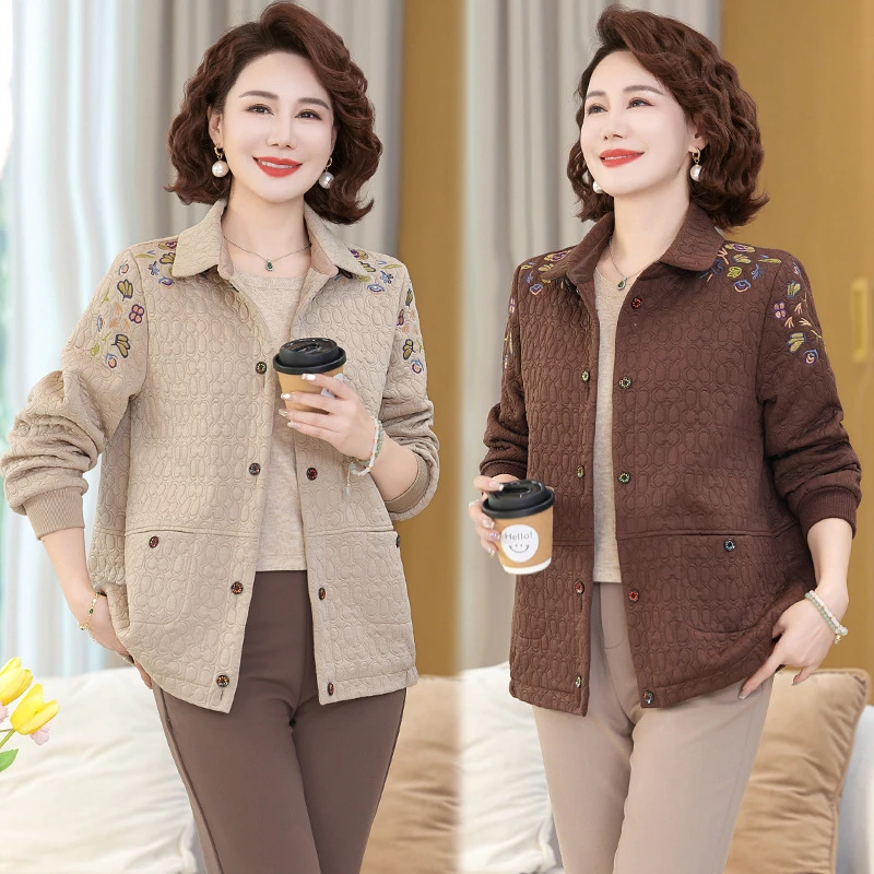 中老年女装春秋时尚气质上衣中年妈妈春装洋气休闲外套40-50岁