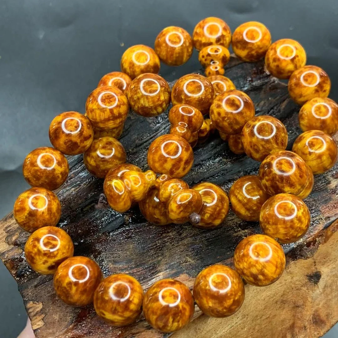 雷击木瘤疤花爆油爆透玉化老料精品1.3男女文玩念珠