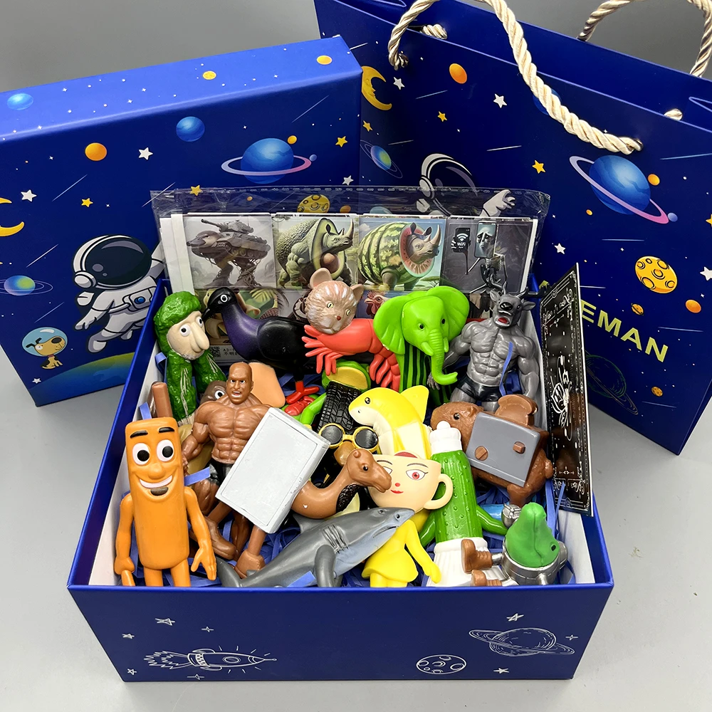 礼盒装AI山海经抽象动物手办摆件木棍人大脚鸽子模型儿童生日礼物