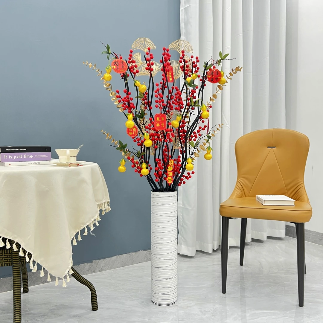 发财红果仿真葫芦石榴花束室内客厅落地装饰摆件乔迁婚庆居家摆设