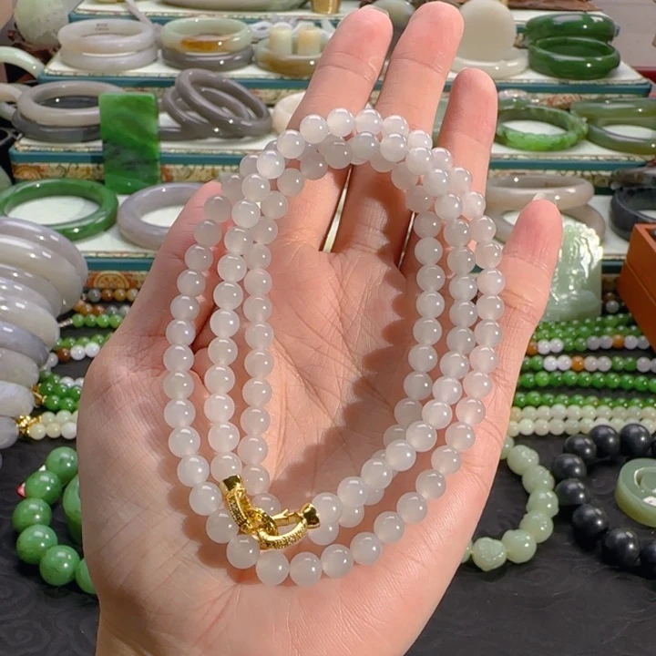 颈饰未镶嵌和田玉冰紫项链