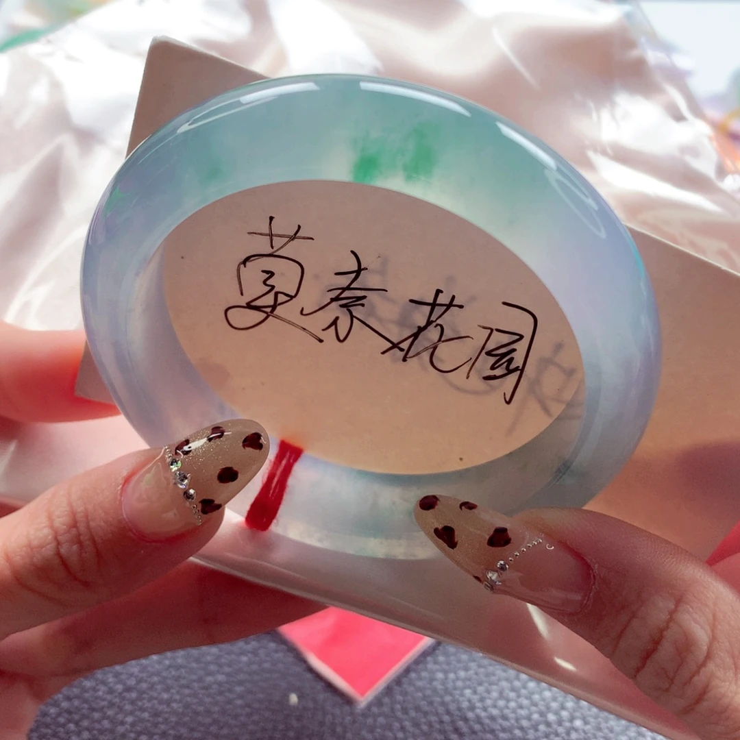 张***睡翡翠未镶嵌手镯54.2 冰底莫奈花园种色兼备 灵
