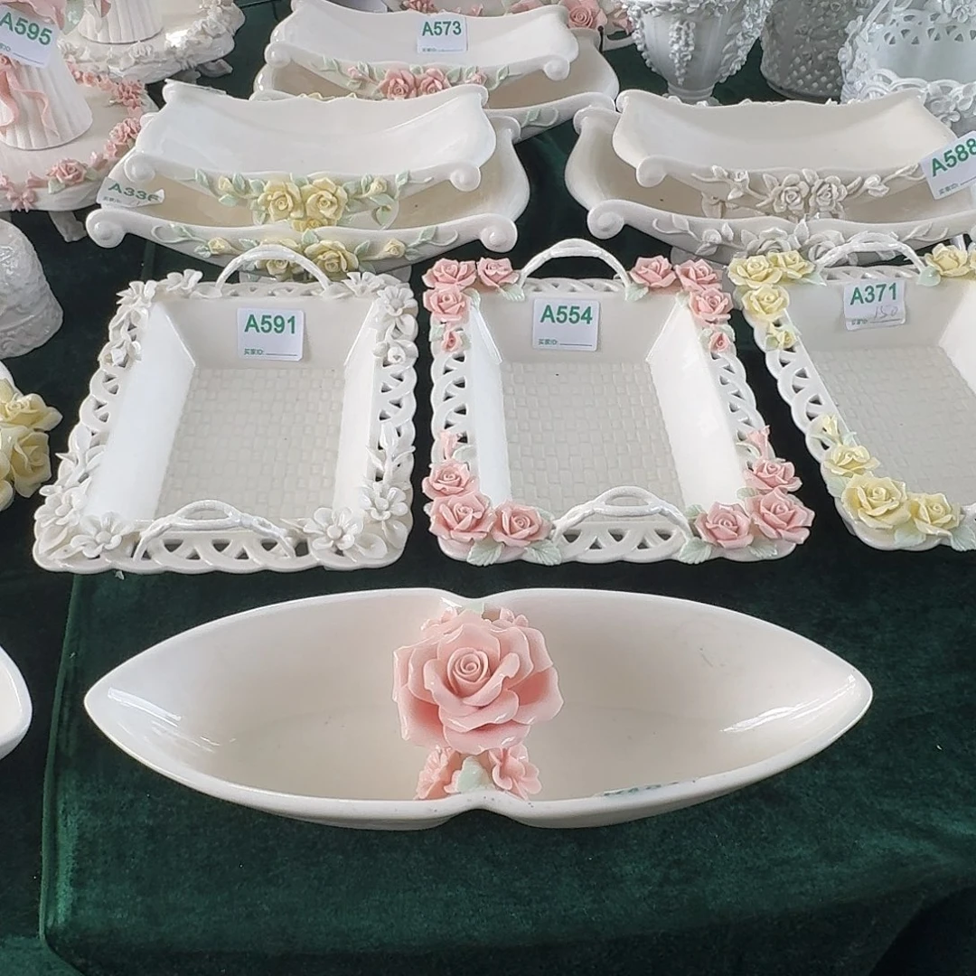 手工捏花玫瑰花分隔船盘