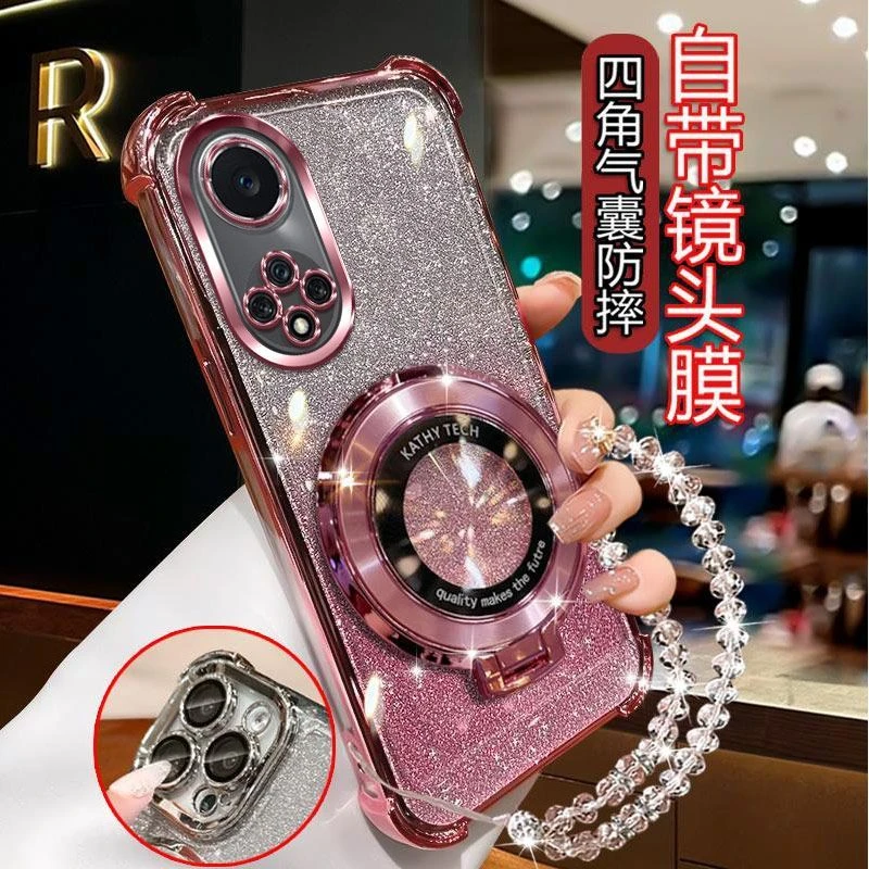 气囊防摔华为Nova9手机壳NAMAL00高质量镜头全包闪粉CD支架轻奢女