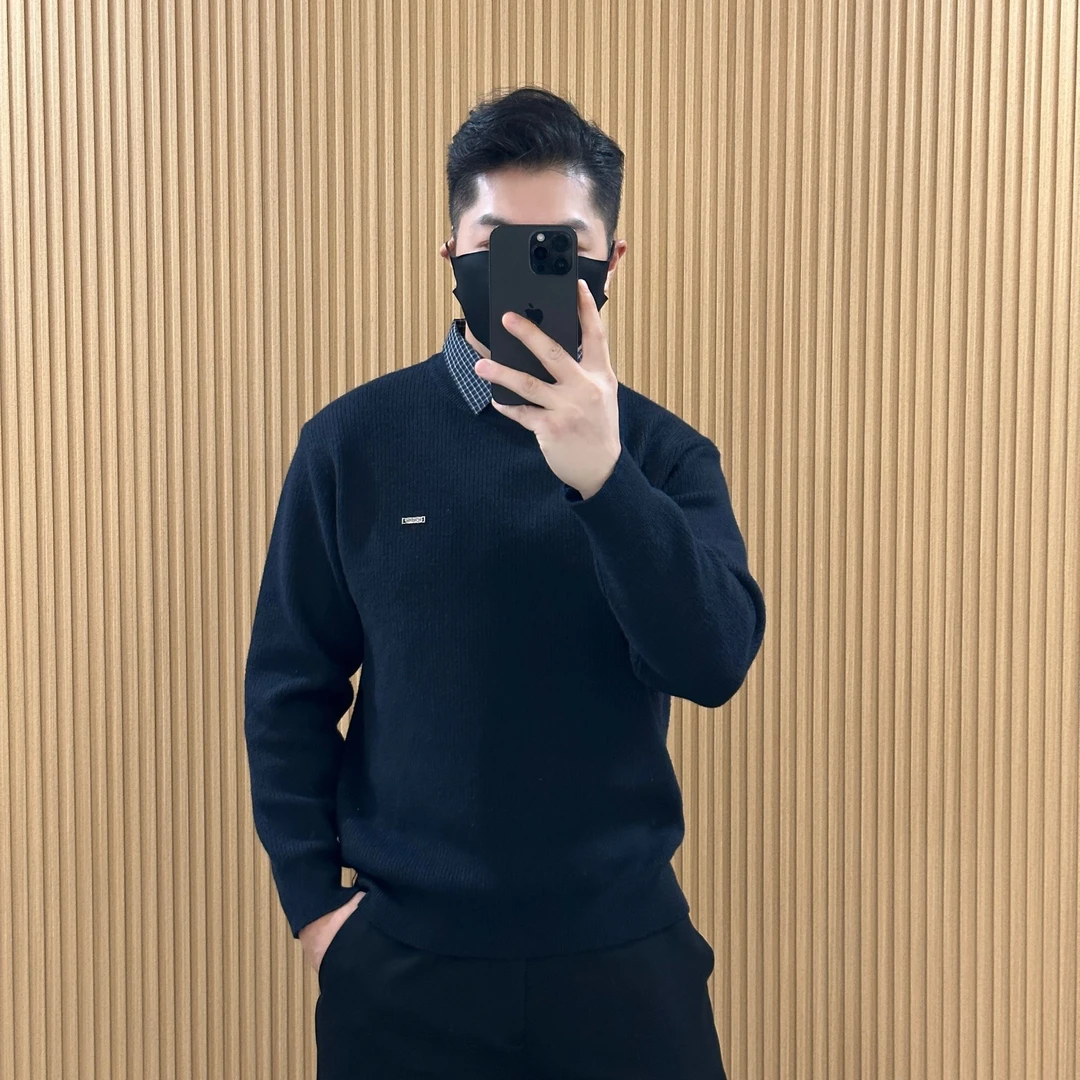 假两件男士打底衫毛衣男款冬季毛衫衬衫针织衫商务休闲男士毛衣