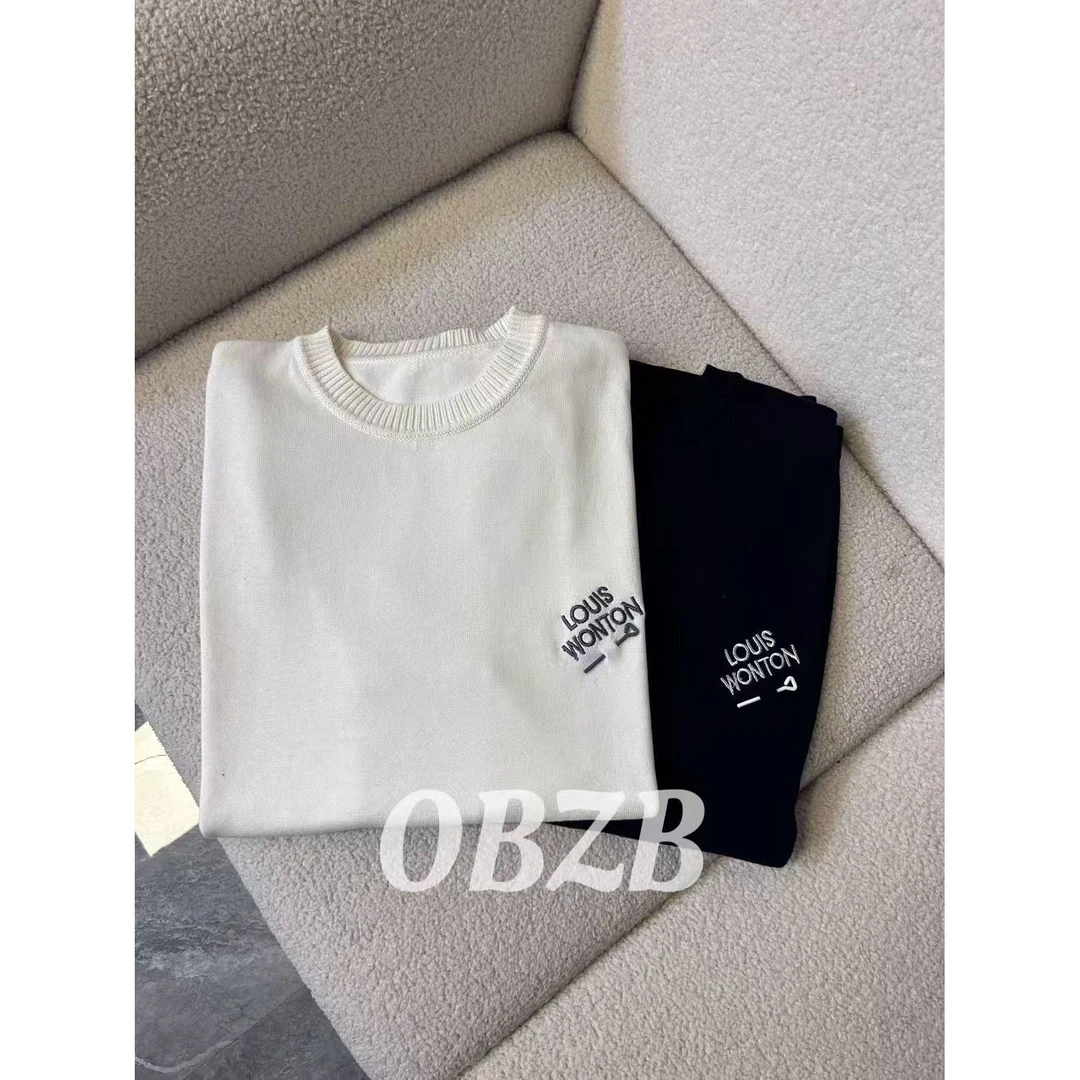 【L男女同款】黑白两色针织宽松圆领短袖T恤1059