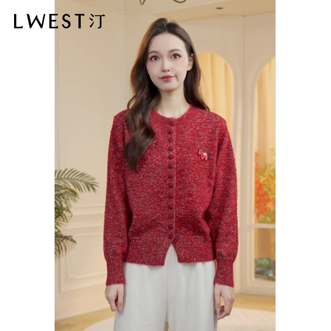 Z朗文斯汀2026年春新款动物图案设计圆领针织开衫DAMZ6112D02902