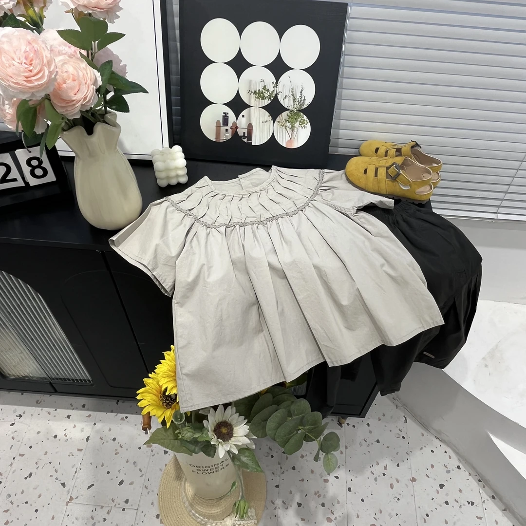 女童2025夏季新款韩版娃娃衫上衣纯棉百搭休闲七分裤 502