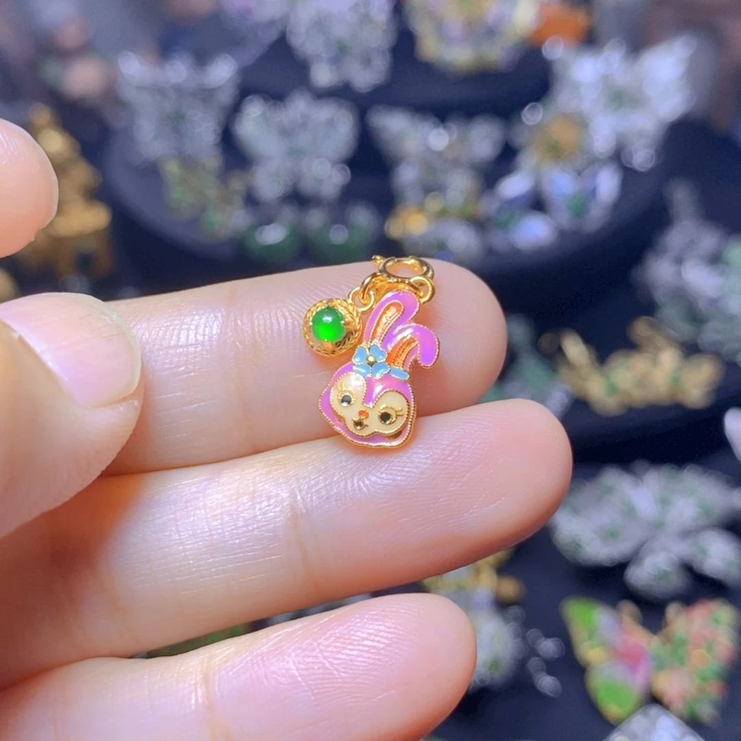 翡翠银S925镶嵌吊坠(不含链)天然翡翠