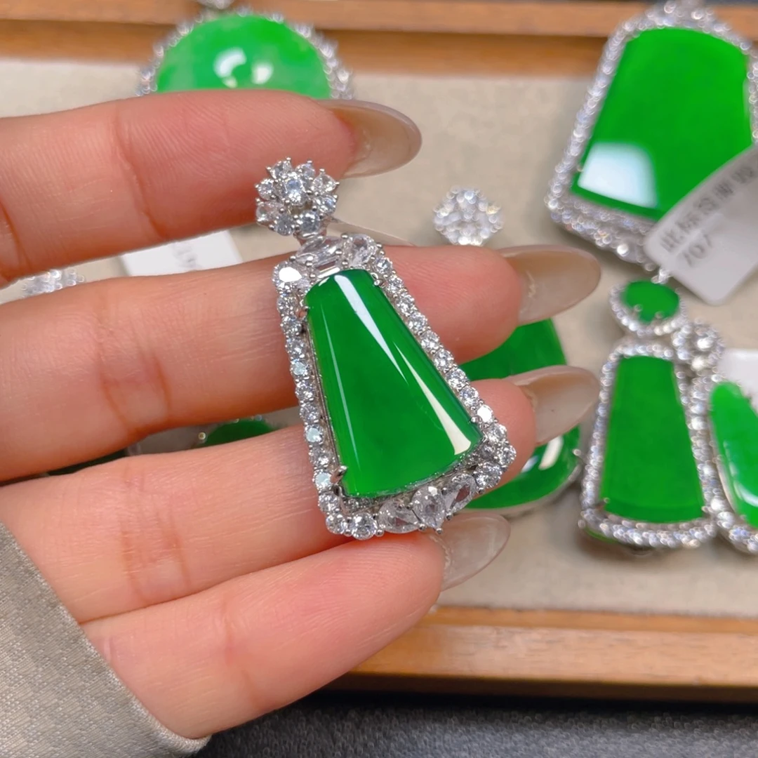 翡翠银S925镶嵌挂件