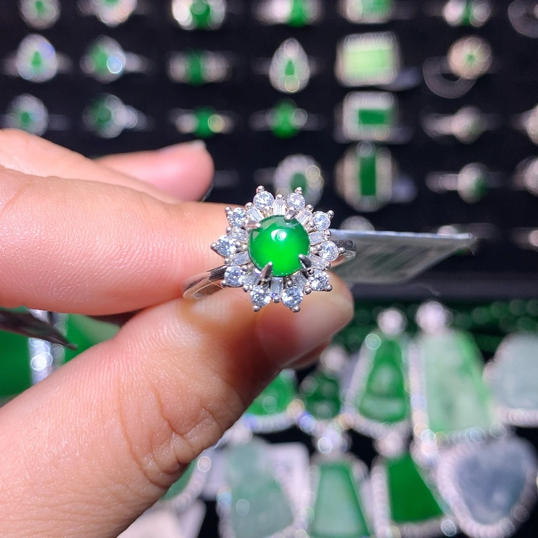 【闪购商品】翡翠银S925镶嵌吊坠(不含链)天然翡翠