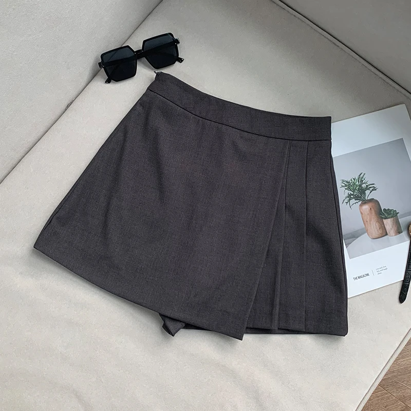 【南油子宸】夏季高级灰A字半身裙不规则高腰包臀防走光裙裤800493