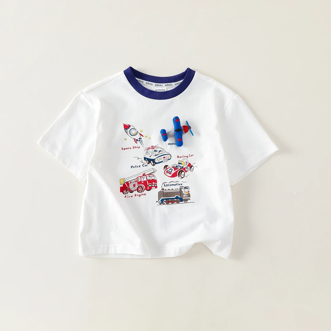 【纯棉】2025男童夏装男童舒适卡通汽车公仔短袖T恤夏款17230235156