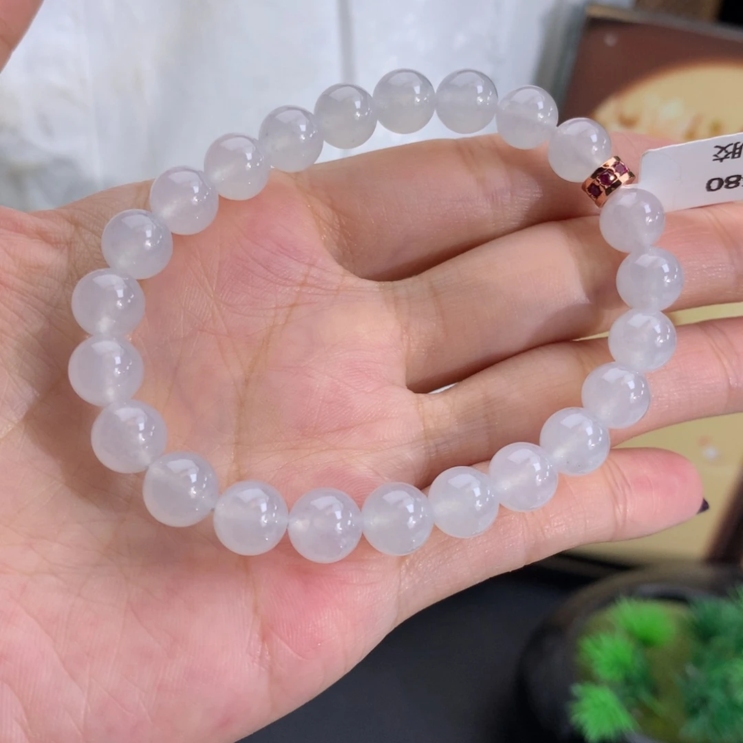 翡翠未镶嵌手串卡8冰胶白冰手串