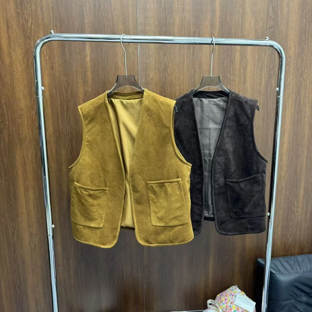 「Darley推荐」“迟迟晚云”｜翻毛皮｜ 短款工装风做旧秋季马夹气质潮