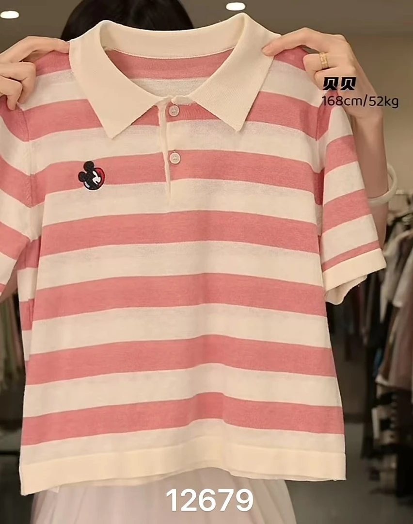 12679（部分无水洗唛，介意慎拍）WANGDAN新款刺绣翻领短袖