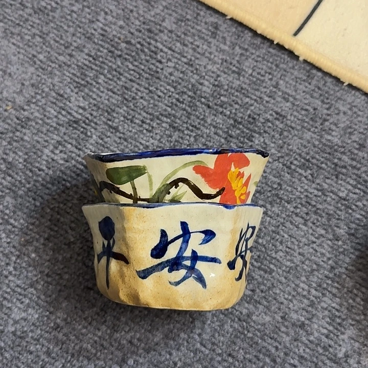 景德镇陶瓷手工手绘六方米饭碗