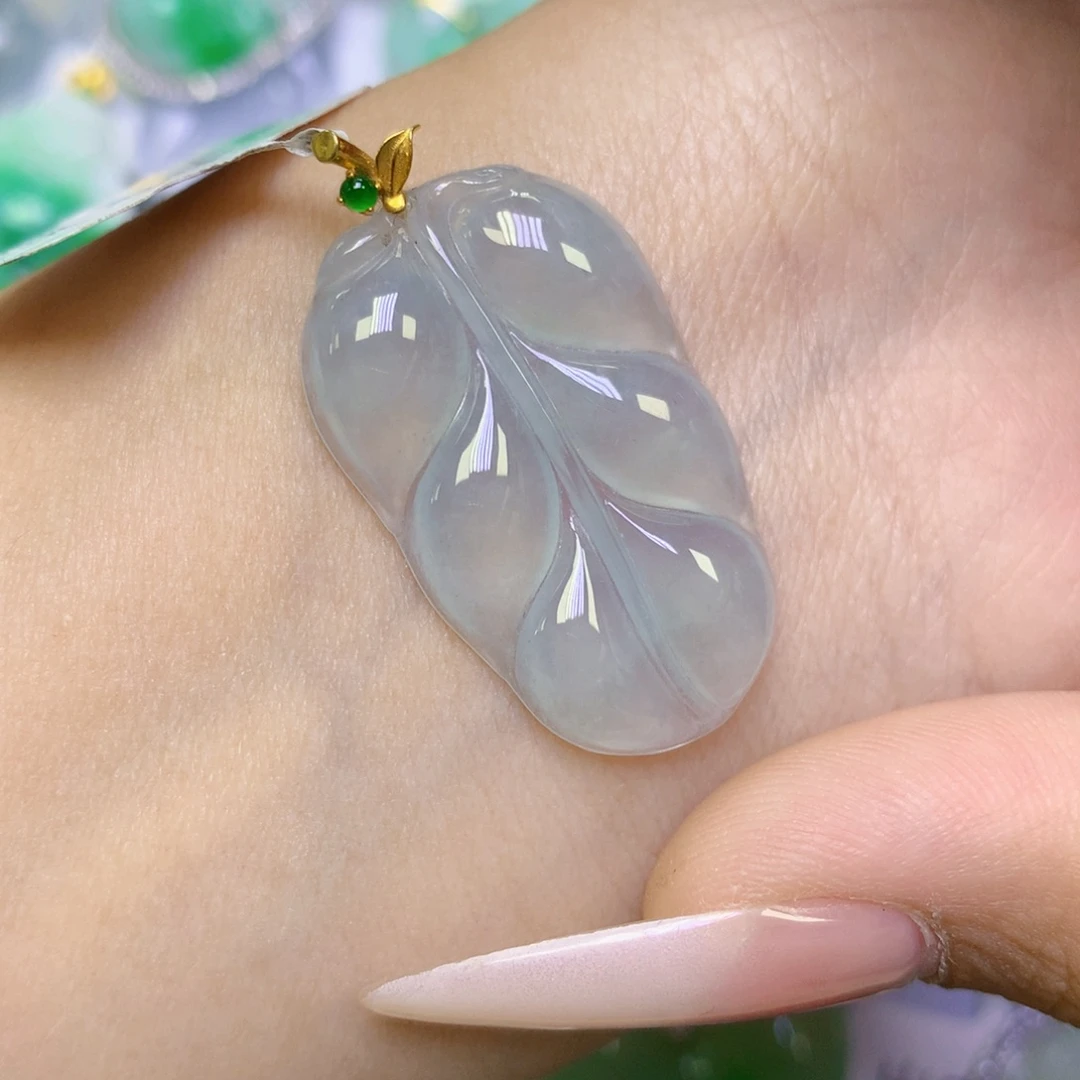 翡翠18K金镶嵌颈饰天然缅甸翡翠a货百元以上9元证书费自理