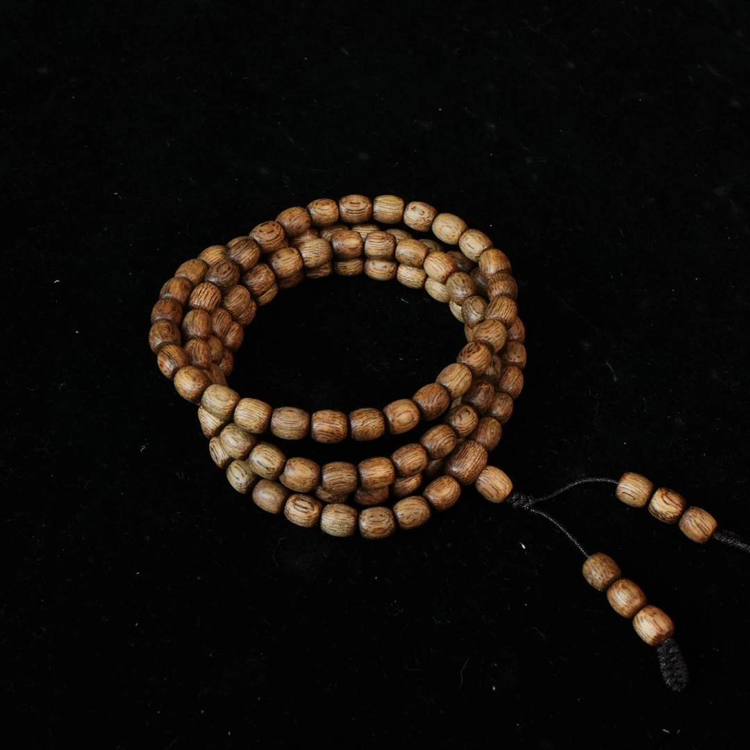 A6183 老西马沉香粗纹鼓珠念珠 0.58x0.66cm 9.95g