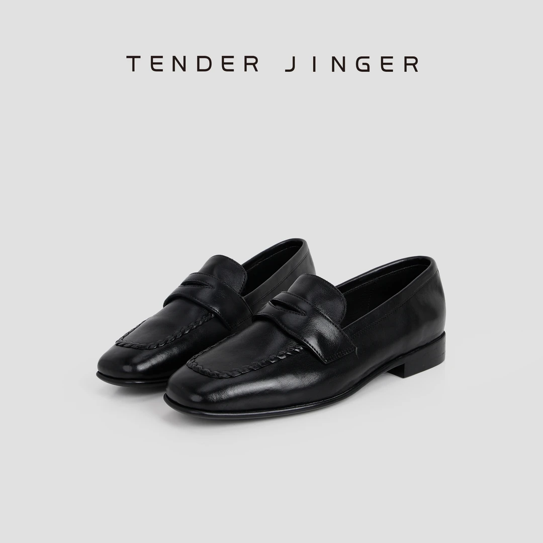 Tender Jinger｜线下专供 小方头低跟英伦风乐福鞋 M250722