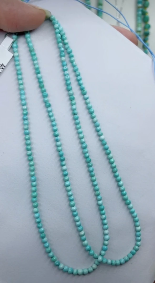 天然原矿绿松石米链卡2+