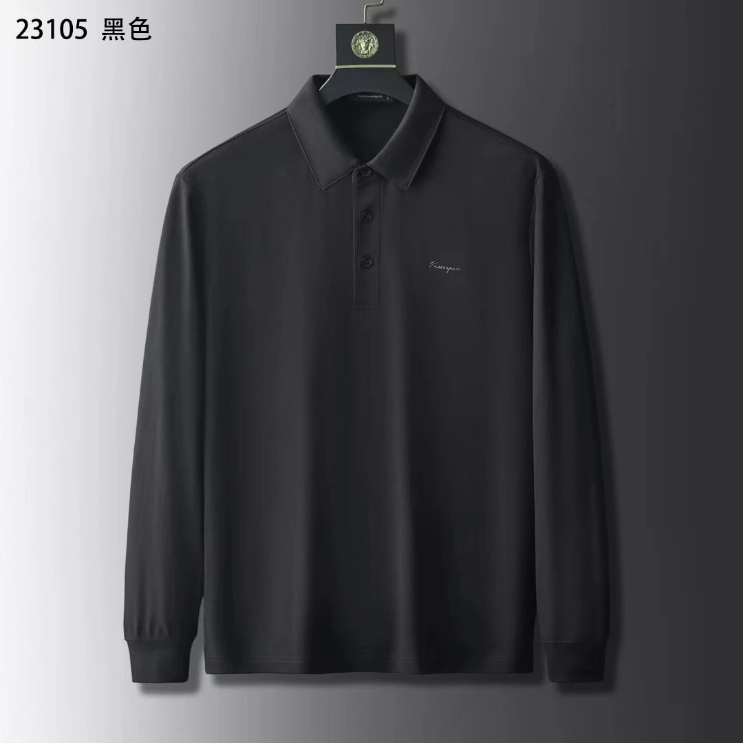 23015# 双面提花翻领长袖衫