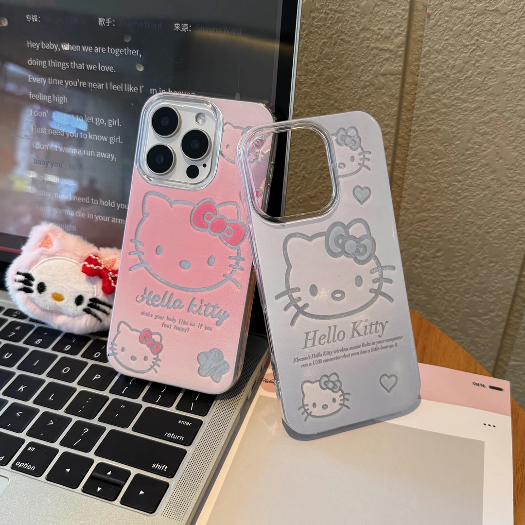 飞虎胜卡通蝴蝶结Kitty猫适用苹果16/15手机壳华为oppo小米vivo套