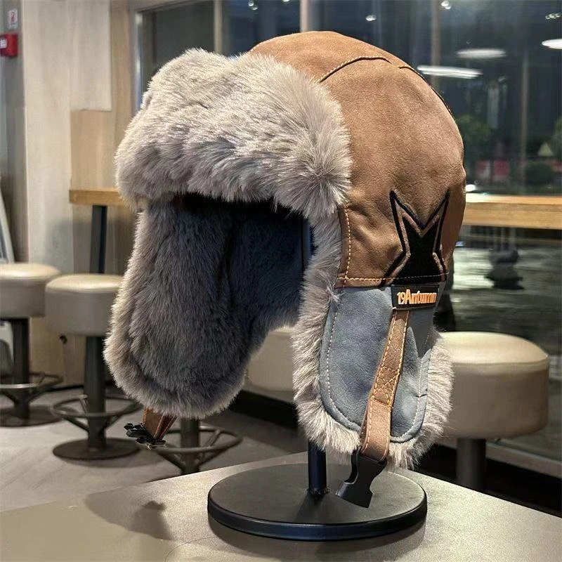 暖雷锋男女冬季加绒加厚骑行防寒防风护耳东北滑雪户外保披肩帽L