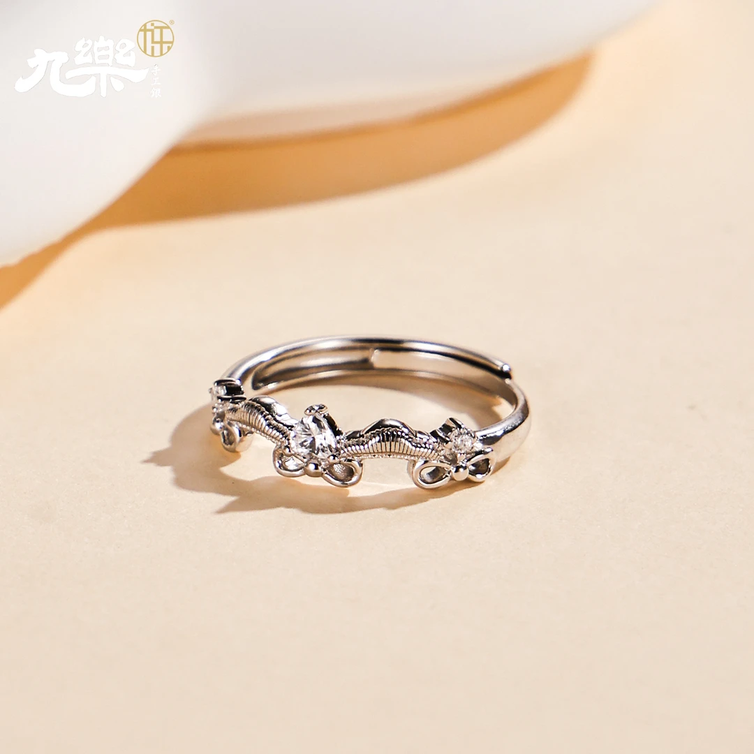 九乐 925银锆石戒指 蝴蝶结戒指欧美轻奢活口甜美