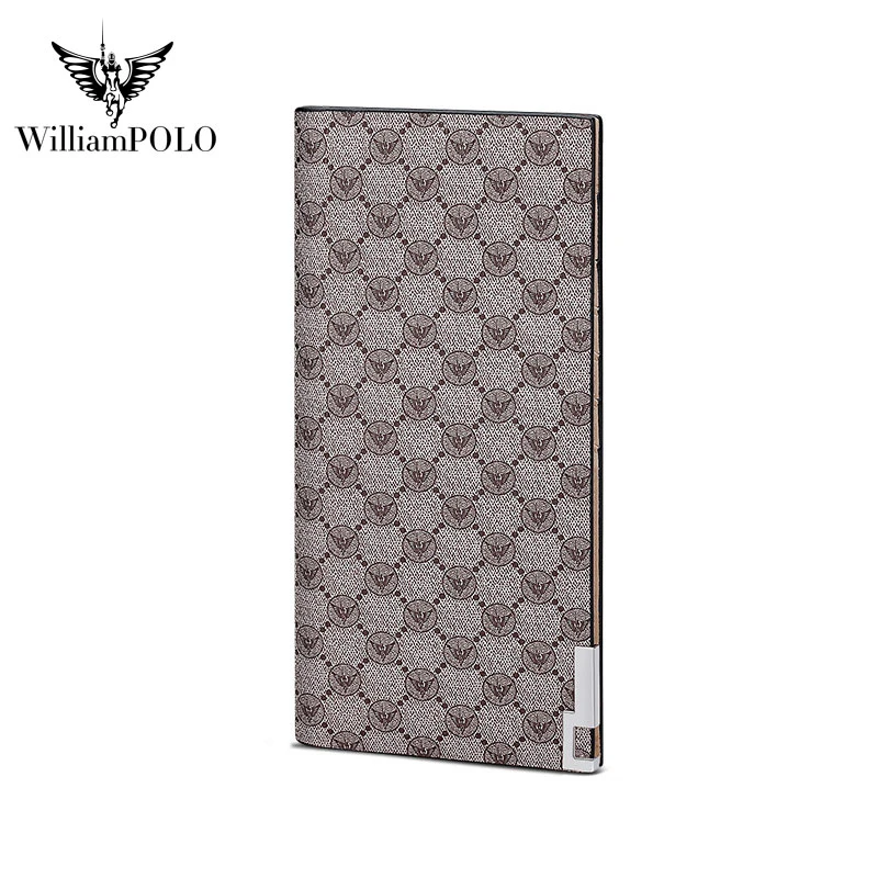 WILLIAMPOLO保罗正品男士新款轻奢印花钱包时尚简约多卡位皮夹包