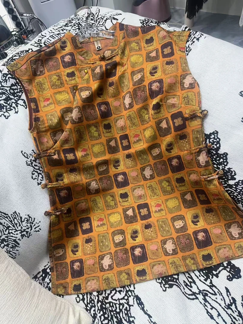 【BAI】夏季新款时尚斜盘扣马甲上衣2550