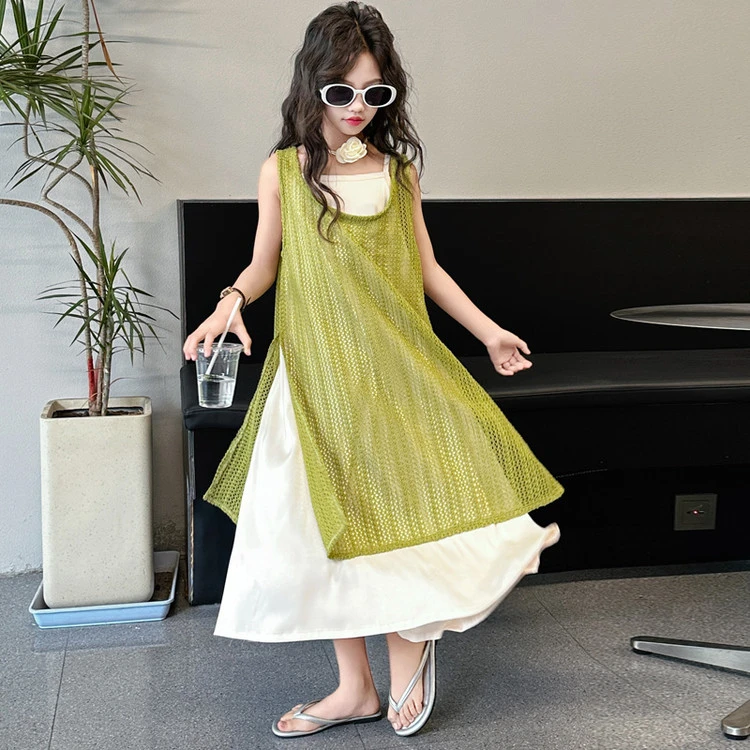 女童连衣裙套装夏装薄款洋气2025新款中大儿童装女孩韩版公主裙子