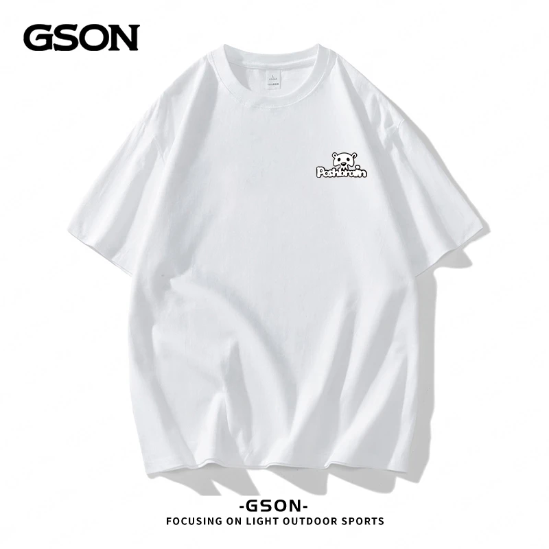 GSON夏季薄款纯棉短袖T恤衫男女款潮牌百搭休闲情侣半袖圆领上衣t