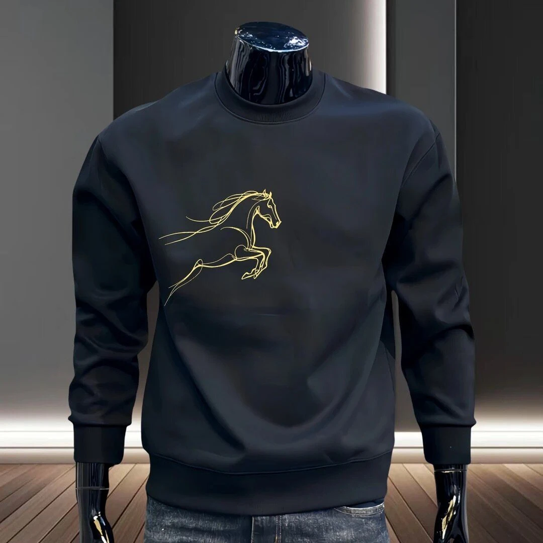 【马上有钱】2026男士个性潮流重磅圆领卫衣痞帅街头大码长袖卫衣