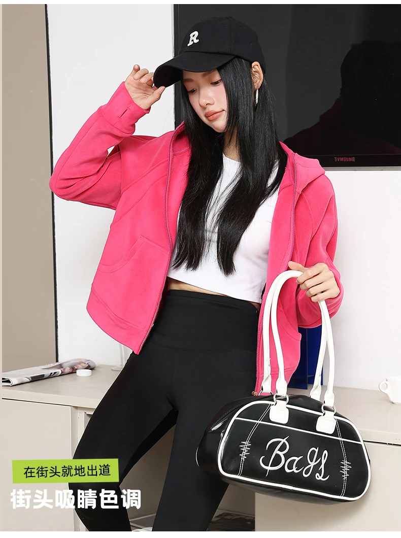 米欧悦冬重磅750克双面奥粒绒美式连帽卫衣宽松休闲运动外套