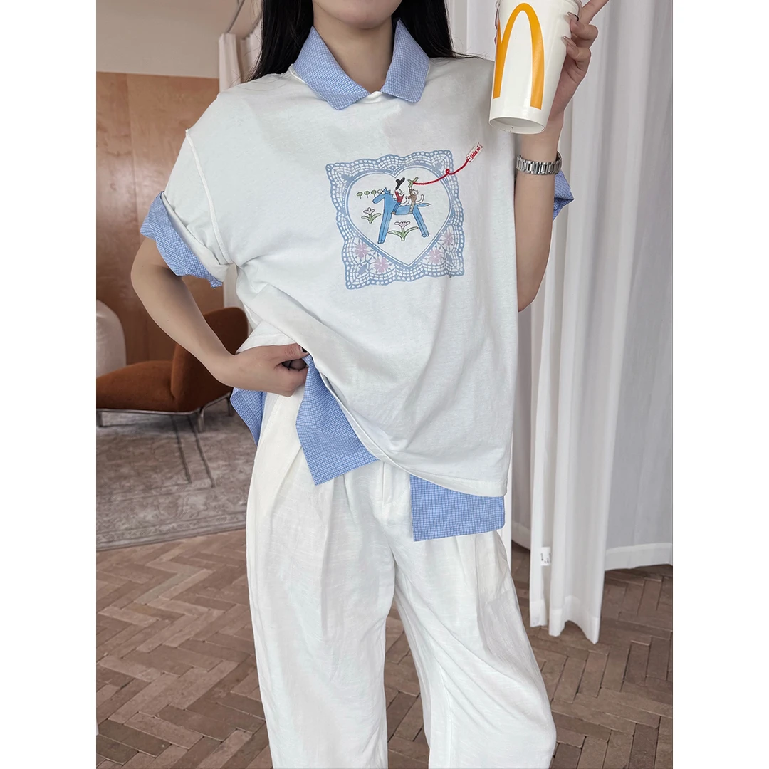 shao xii设计师品牌25春夏新品小猫蕾丝杯垫半袖T恤SOLSOL买手店