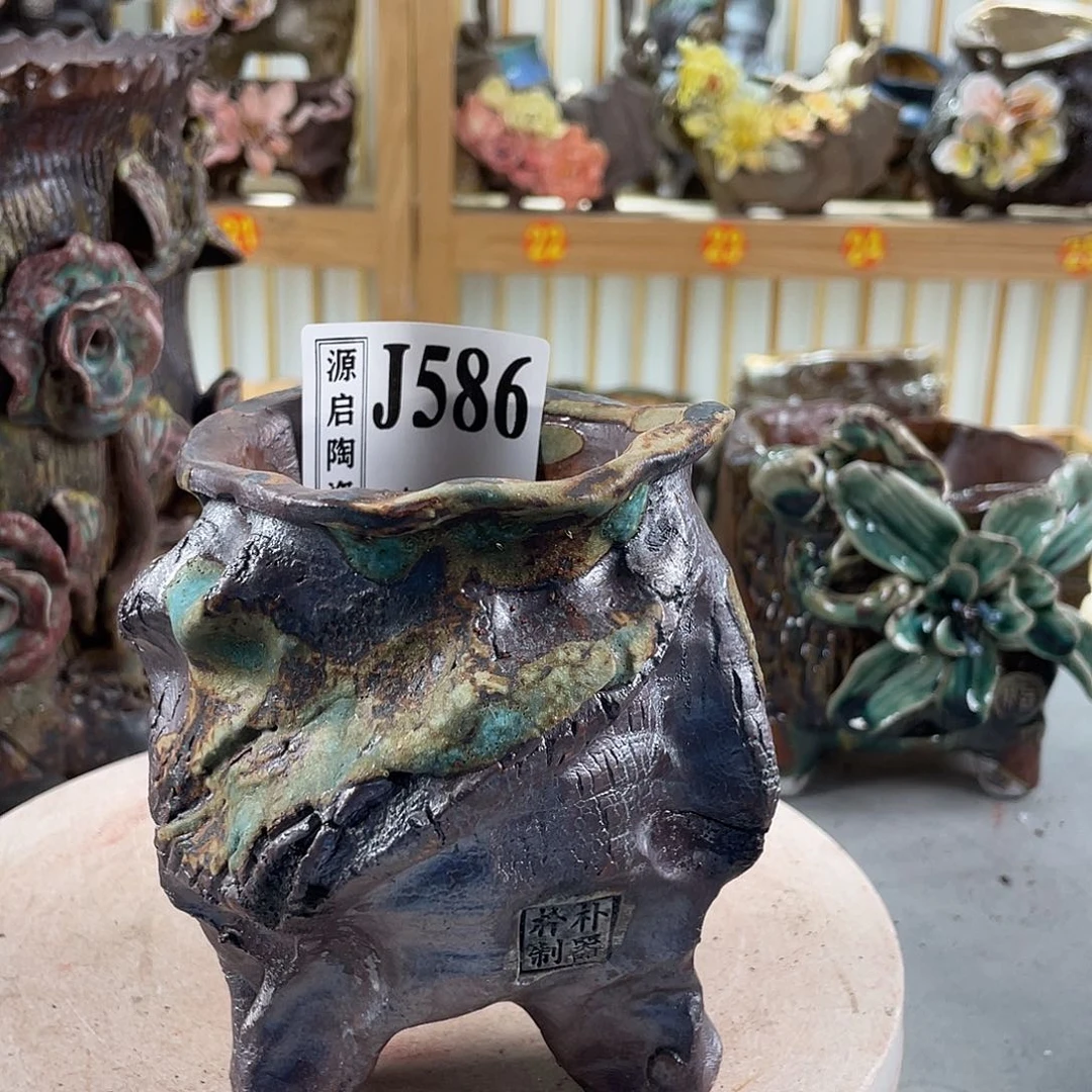 紫砂花盆景德镇陶瓷多肉花盆586