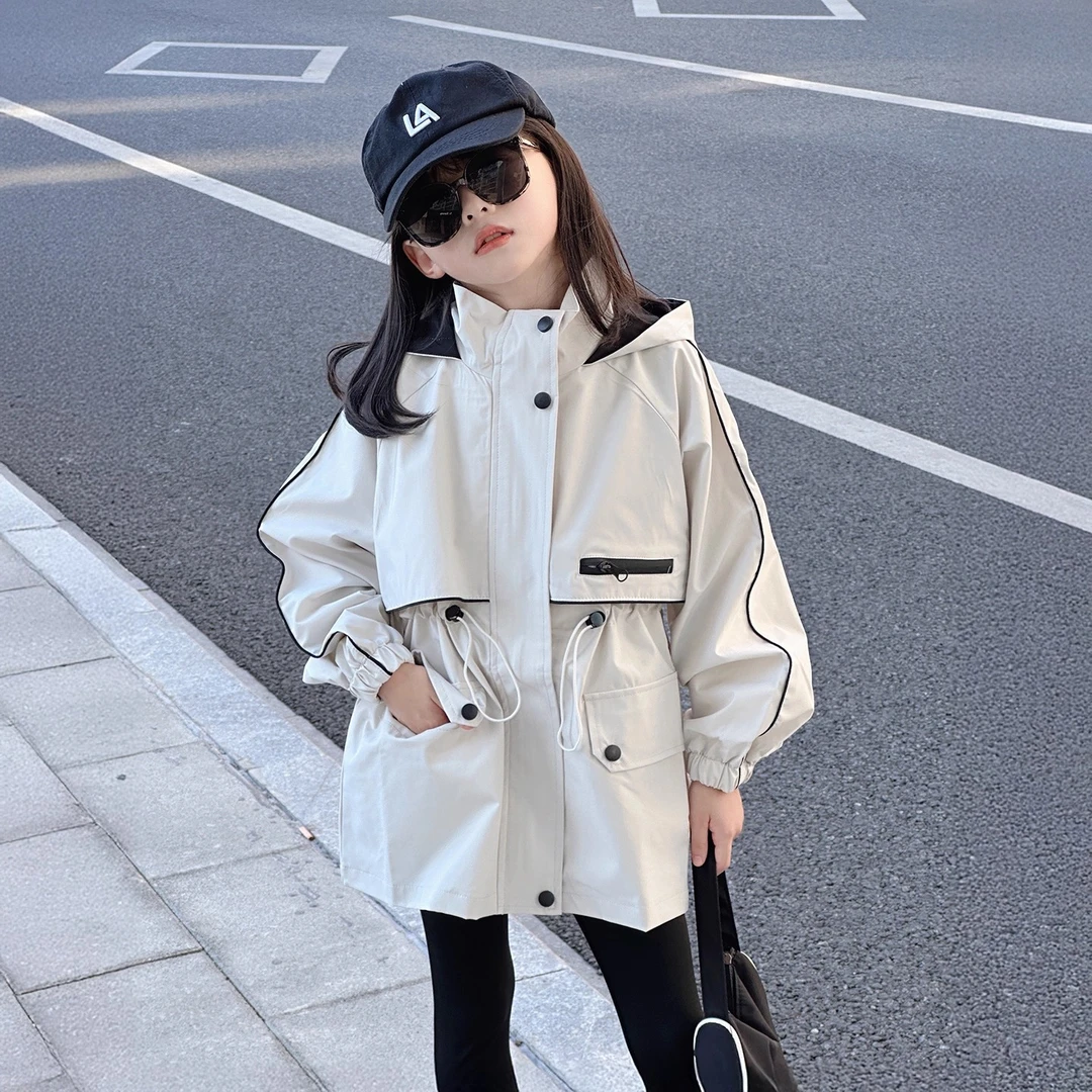 女童酷炫休闲套装2025新款女孩春秋韩版冲锋衣外套儿童时髦鲨鱼裤
