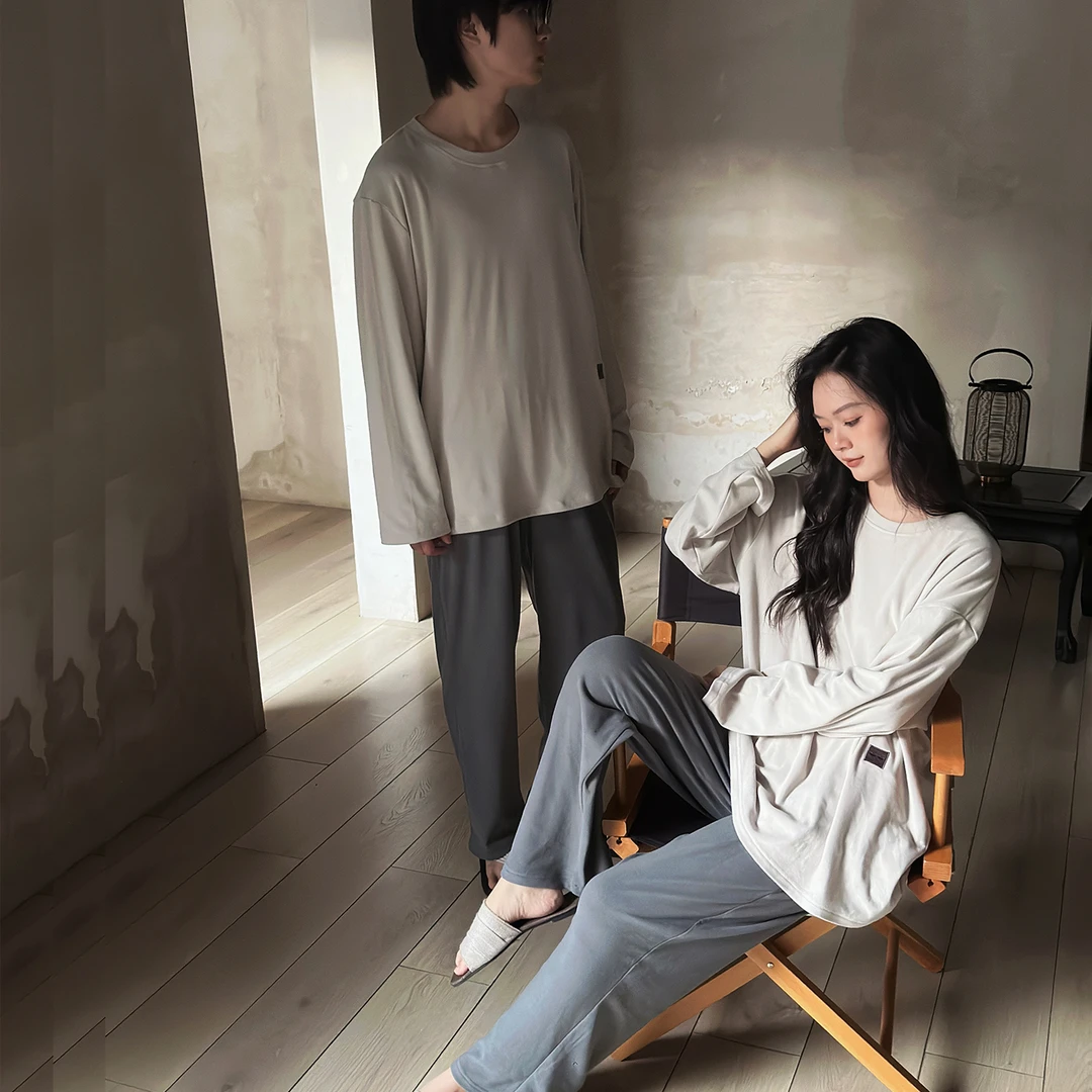 及好新款情侣睡衣男女秋冬季德绒加厚保暖磨毛薄绒可外穿家居服