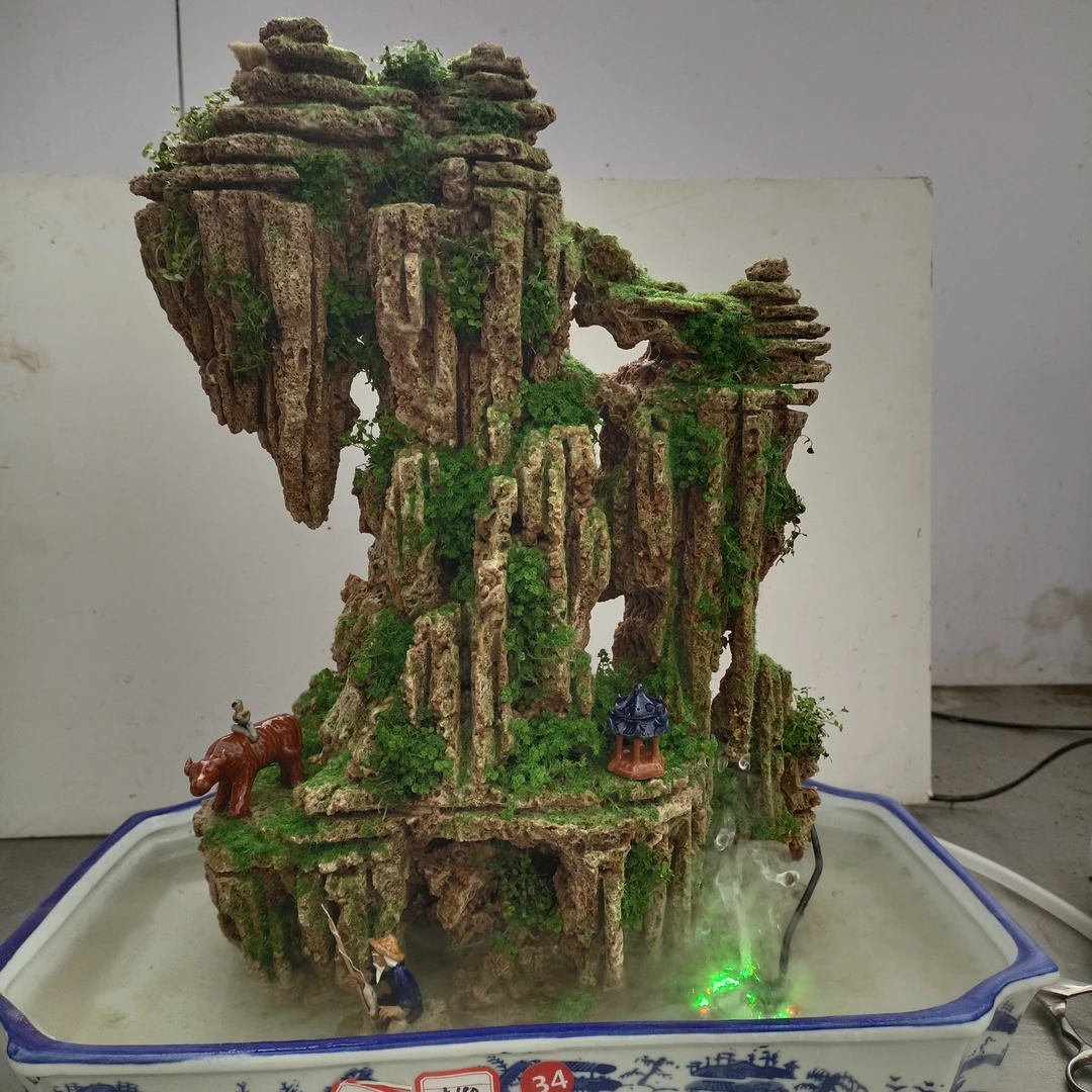 高45盆长44高山流水吸水石绿植盆景