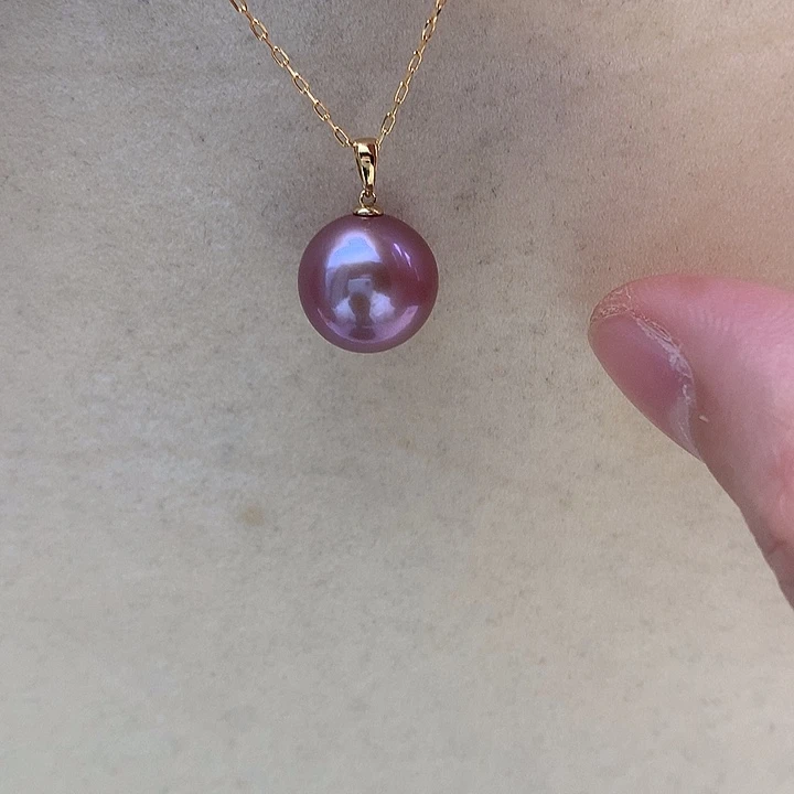 吊坠(赠链)淡水珍珠18K金镶嵌12-13mm瓜子扣