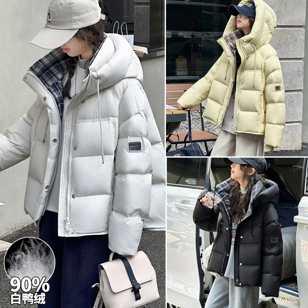女童白鸭绒羽绒服2025新款冬装韩版洋气中大童连帽加厚外套初中生